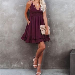 NWT Best of My Love Lace Ruffle Dress - Plum